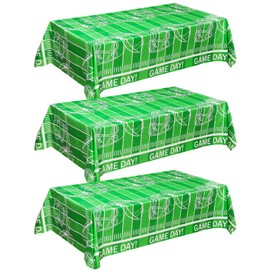 Irenare Football Tablecloth Football Field Touchdown Tablecover Plastic Football Party Table Cloth 42.5 x 70.8 Inch for Decorations Birthday Party Game Supplies (3 Sheet)