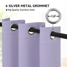 COSVIYA Curtains 63 inch Length Grommet Room Darkening,Thick Polyester Light Blocking Insulated Thermal Lilac Curtain Drapes for Bedroom/Living Room,2 Panels,42x63 inches