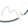 Avalaya Thin Teal Blue Crystal Choker Necklace/Silver Tone/ 36cm L/