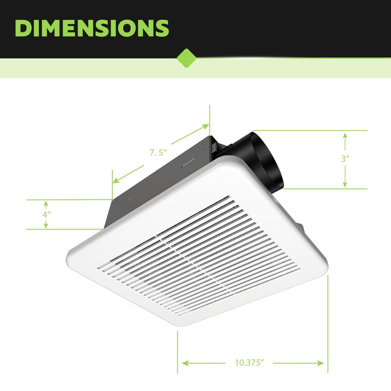 Homewerks 7114-02-HW DC Bathroom Fan 50-CFM 1.0 Sone White Ventilation