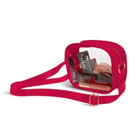 Clear Bag for Stadium Events – Stadium Approved Purse for Women, Durable Waterproof PVC, Adjustable Strap for Concerts,Sports (Red)