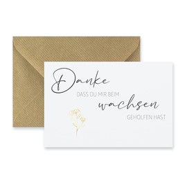 1 Premium Card Greeting Card for Teacher Educator, 10.5 x 14.8 cm with 1 Natural Envelope - Thank You for Helping Me Grow, Folding Card, Elegant Premium Paper