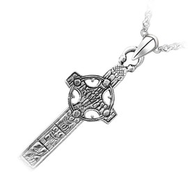GWG Jewellery Women Necklace Gift Pendant Necklace 18K White Gold Plated Clonmacnoise High Cross Known as Celtic Cross of The Scriptures for Women
