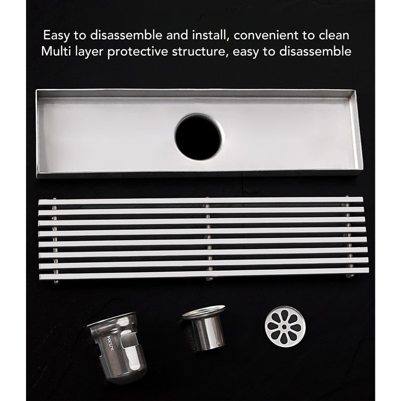 Linear Shower Drain Stainless Steel Odor Resistant Rectangular Floor Drain