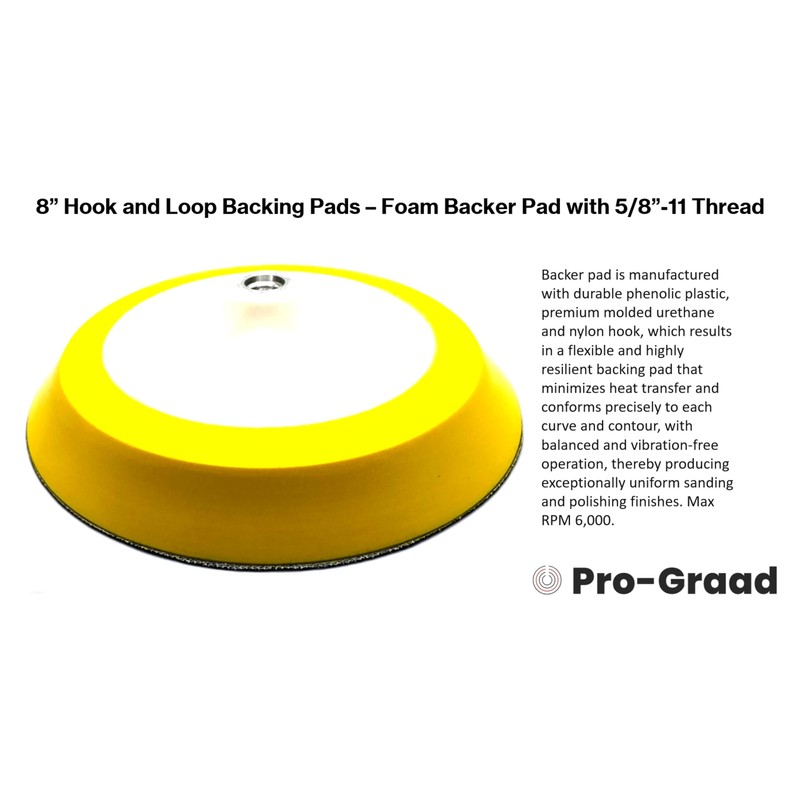 Pro-Graad 8" Premium Hook and Loop Backing Plate for Sanding,