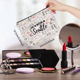 Seattle Gifts and Souvenirs Life is Better in Seattle Makeup Bag Seattle Trip Gift for Women (in Seattle CA)