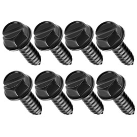 8PCS License Plate Screws,Heavy Duty License Plate Screw Kit Black License Plate Bolts,Universal Licenses Plates Security Screws Licenses Plates Fasteners for Car SUV Truck (8PCS, Black)