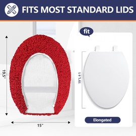 BAAHRNOM Luxury Toilet Lid Cover 19.5"x 16" Machine Washable Solid Seat Covers Adjustable Rubber Backing Fits Most 18-19.5"L x 14-16"W Elongated Toilet Seat
