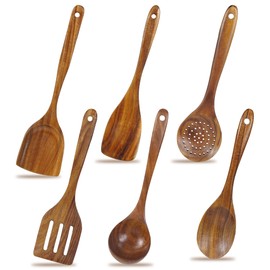 FJNATINH Wooden Kitchen Utensils, Handmade for the Kitchen (Six Piece Set)