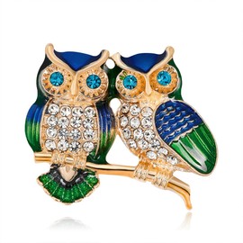 Rhinestone Lovely Animal Brooch Pin Vintage Couple Owl Enamel Brooch Cute Animal Lapel Pins Jewelry Accessories Pin Scarves Shawl Clip for Women Men Gift
