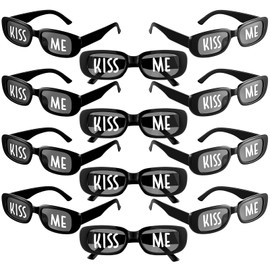 Cuffbow 12 Pairs Kiss Me Sunglasses Funny Sunglasses Party Eyeglasses for Women Men Weddings Party Accessories Gifts(Black)