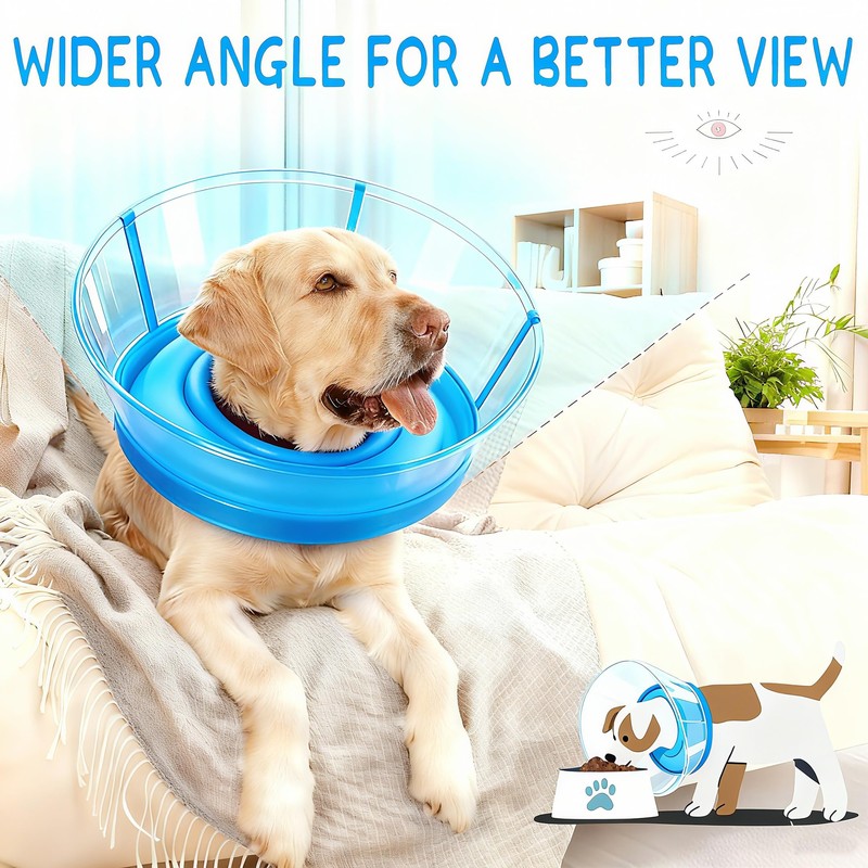 2-in-1 Soft Inflatable Dog Cone Collar Alternative with Enhanced Anti-Licking