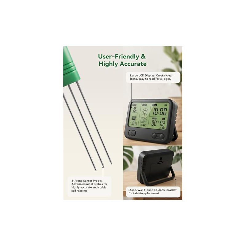 Nexuslab Wireless Soil Moisture Meter with LCD Receiver – 3‑Probe