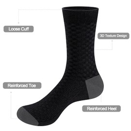 YUEDGE Men's Argyle Business Dress Socks Basic Mens Socks Breathable Cotton Socks Thin Black Socks For Men Plus Size 7-10, Multipack, 5 Pairs