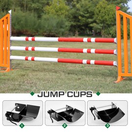 Abbylike 4 Pairs (8 Pieces) Jump Cups Metal Horse Jump Cups with Pin Fits Standards Uprights, Lightweight Durable for Hobby Horse Jumper Equestrian Activities
