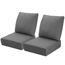 Naga Bahna Outdoor Deep Seat Cushions Set of 2 for Patio Furniture, Waterproof & Fade Resistant Replacement Cushions with Removable Covers, 24 x 24 Inch, Deep Gray