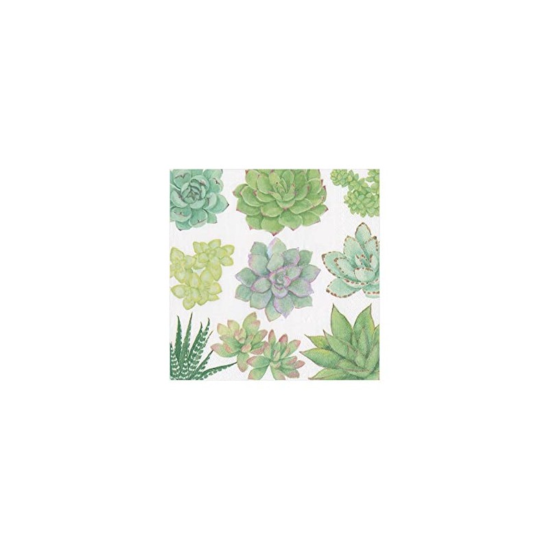 Caspari Succulents Paper Cocktail Napkins - 20 Per Package