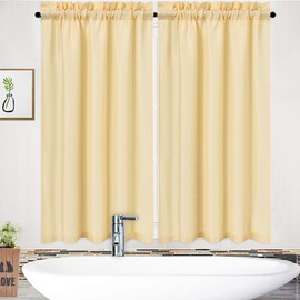 NANAN - Cortinas de Cocina de 45 Pulgadas de Largo, Tela Casual, Cortina de Ventana pequeña, Cortinas de Cocina, baño, sótano, recámara, 30 x 45 Pulgadas, Amarillo, Juego de 2