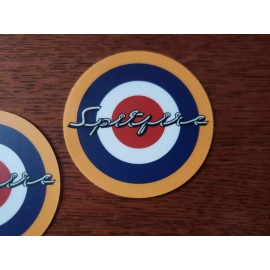 Triumph Two Spitfire 2 1/8"  Badge Stickers Color Labels Vintage Roundel Bullseye RAF