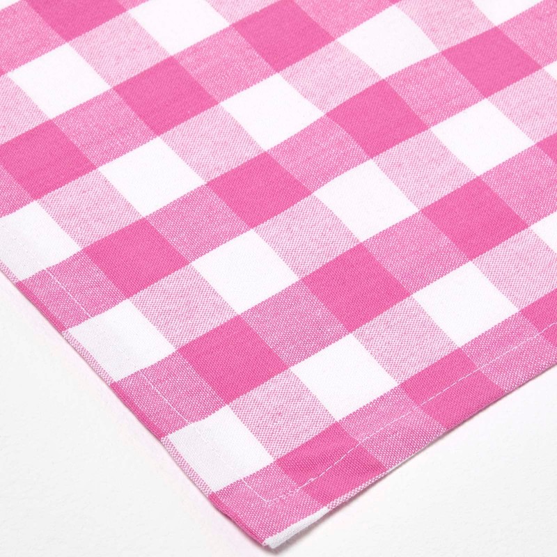 HOMESCAPES Set of 4 Pink Gingham Napkins Block Check Pattern