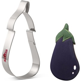 LILIAO Eggplant Cookie Cutter, 2.5 x 5.7 inch, Stainless Steel, by J.Cookies