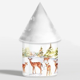 Leonardo Christmas LED Light Up Deer Family Snow Scene Lantern Lamp Decoration 21cm High