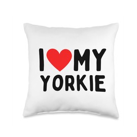 I Love My Yorkie Throw Pillow, 16x16, Multicolor