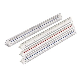 Verulam 300mm triangular scale ruler with engineers metric no.2 scales – Side 1: 1:20 & 1:25, Side 2: 1:33 1/3 & 1:50, Side 3: 1:75 & 1:100