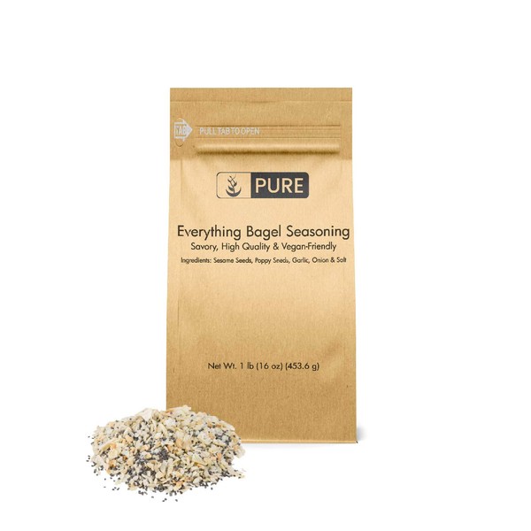 Everything Bagel Seasoning (1 lb) by Pure Organic Ingredients, Eco-Friendly Packaging, Punch Up Texture & Flavor in Any Recipe, Great for Snacks or Salads, Evenly Mixed for Consistency