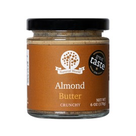 Nutural World - Crunchy Almond Nut Butter 6 Oz (170g) Great Taste Award Winner - 100% Pure Single Ingredient