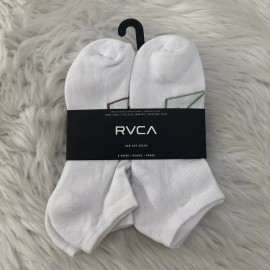 RVCA mens NWT Low Cut Socks White multi color logo 6-12 surf ride