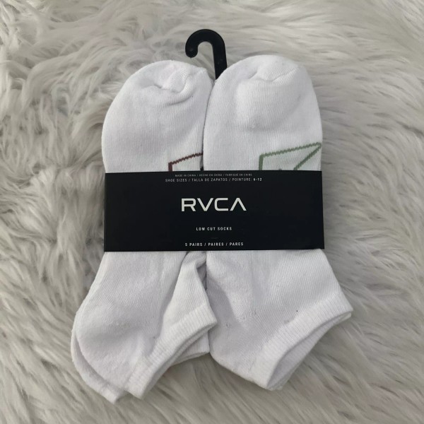 RVCA mens NWT Low Cut Socks White multi color logo