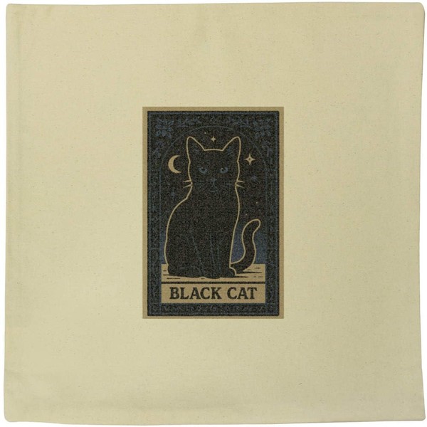 Azeeda 40cm x 40cm 'Mystical Black Cat Card' Canvas Cushion