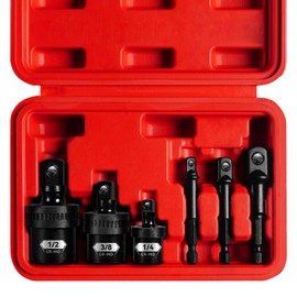 BLACKROBOT 6PCS Impact Swivel Socket Set with Drill Adapter, 1/2" 1/4" 3/8" Drive Universal Joint Socket, Premium Cr-Mo Steel Full Impact Grade Wobble Socket Set