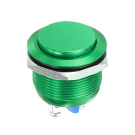 DMiotech 1 Pcs 22mm / 7/8" Push Button Switch, IP66 1NO 0-250V 5A Momentary Latching Push Button Starter Light Switch Self-Reset, Aluminum Alloy High Head Green