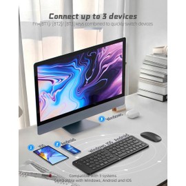 dunfirn Wireless Bluetooth Keyboard & Mouse Combo, Foldable Mini Portable Typepad for iPad, iPhone, Tablet,Folding Rechargeable & Compatible with iOS, Windows, Android Devices, Laptops & Smartphones