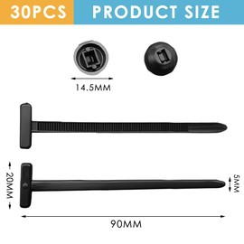 Gsrhzd Cable Tie Buckle, 30 PCS Nylon Universal Black Plastic Zip Ties Heavy Duty Self-Locking Cable Straps for Car Daily Repair