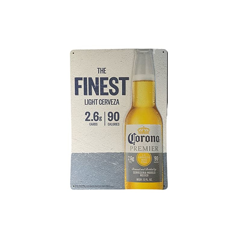 Corona Premier Light Cerveza Metal Tin Tacker Sign | 19.5"