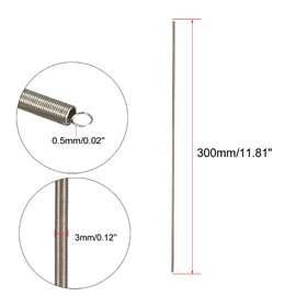 uxcell Extended Tension Spring Wire Diameter 0.02" , OD 0.12" , Free Length 11.81" Stainless Steel Small Dual Hook Tension Spring for Machinery Construction Industrial