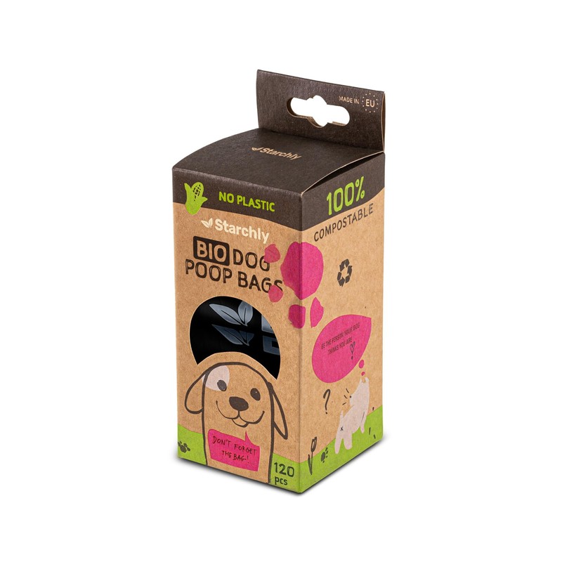 Starchly 120 Bags (8 Rolls of 15) Black Eco-Friendly Leak