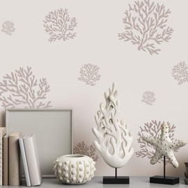 NAKLEO Stencils Painting for Children, Set of 5, 9 x 9 to 34 x 34 cm, Sea Coral, Reusable Plastic Children's Room Painting Template, Room Decoration, Crafts, DIY Wall Furniture Paper