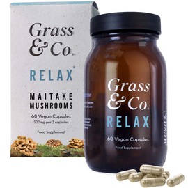 Grass & Co. Relax - 15,000mg Maitake Mushrooms with Ashwagandha | Anti-inflammatory & Immune Support Supplement | Non-GMO, Gluten-Free & Additive Free | 60 Vegan Capsules | 30 Days