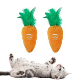 Andiker 2 Pcs Catnip Toys for Cats, Cute Carrot Shape Soft Cat Chew Toys With Smooth Plush Fabric Crinkle Paper Interactive Cat Toy for Indoor Cats and Kitten