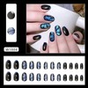 Dark Blue Glitter Press on Nails Butterfly False Nails French