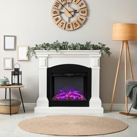 COSTWAY Electric Fireplace Insert 26-inch Wide, 5,000 BTU Recessed and Freestanding Fireplace Heater with Remote Control, 3 Flame Colors, 6 Brightness, 6H Timer, Fireplace for Indoor Use, 750/1500W