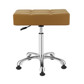 Kaleurrier Heavy Duty Stools with Bell Glides Backless Height Adjustable Stool - Swivel Stool Chair for Counter Bar Office Lab Home Kitchen Lab Clinic Dentist Classroom (Stationary Casters, Camel)