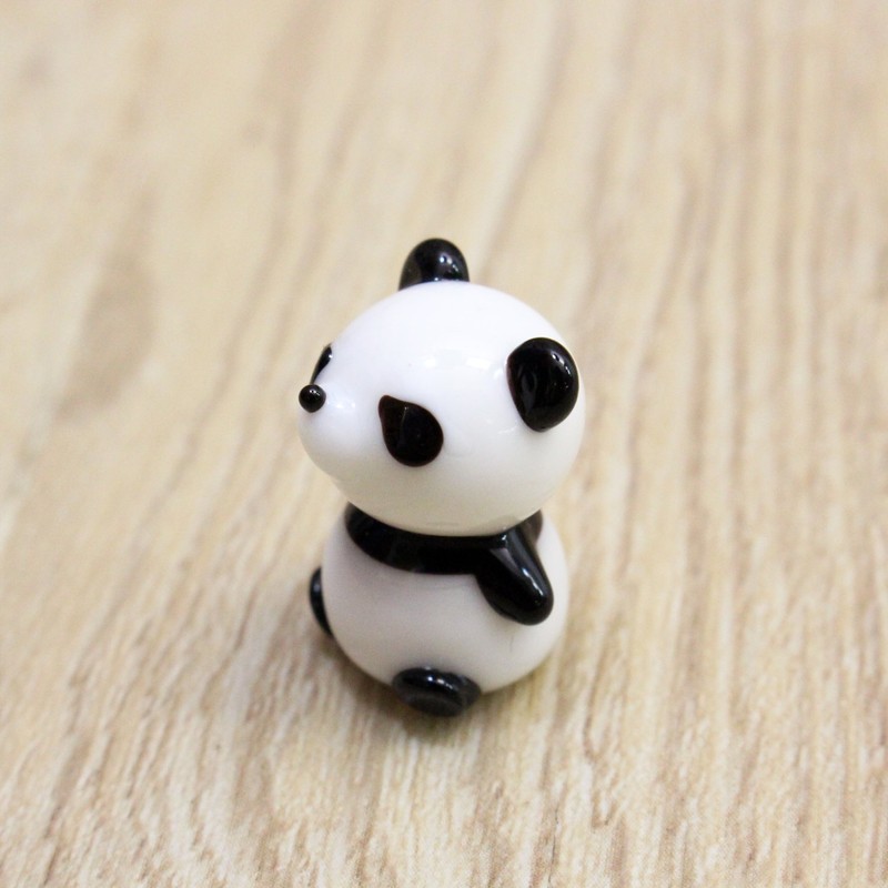 フォーカート 置物 ホワイト H18mm かわいい 手作り ガラス細工 パンタ゛さん CKK338