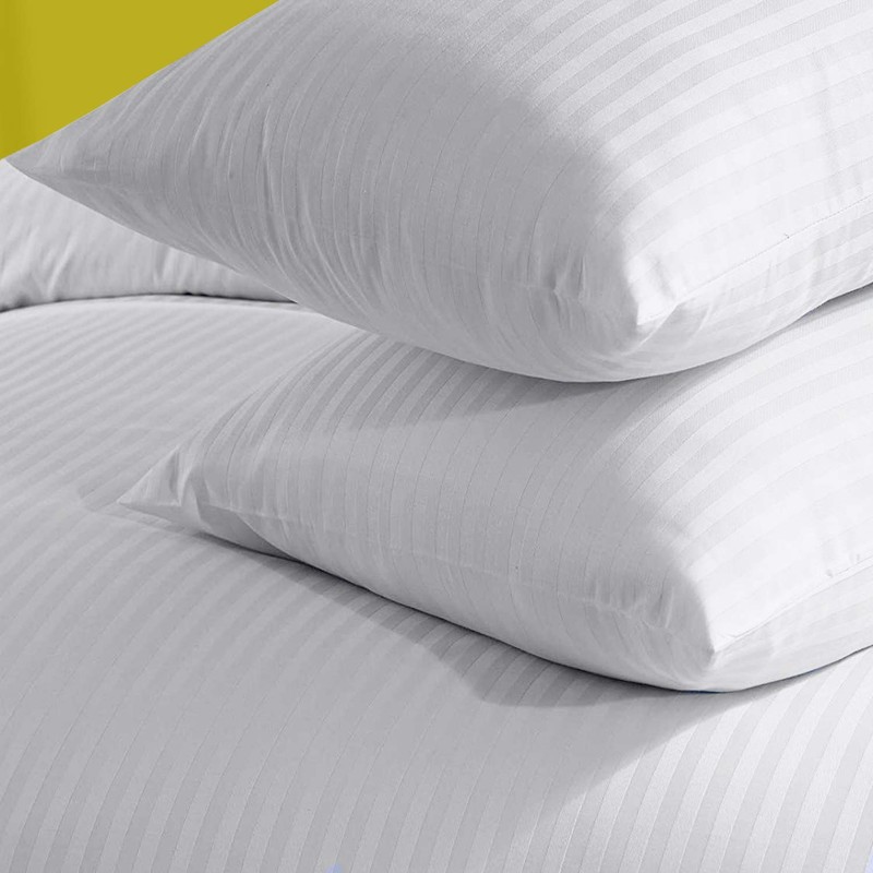 WedDecor 300 Thread Count White Satin Stripe Pillow Cases set