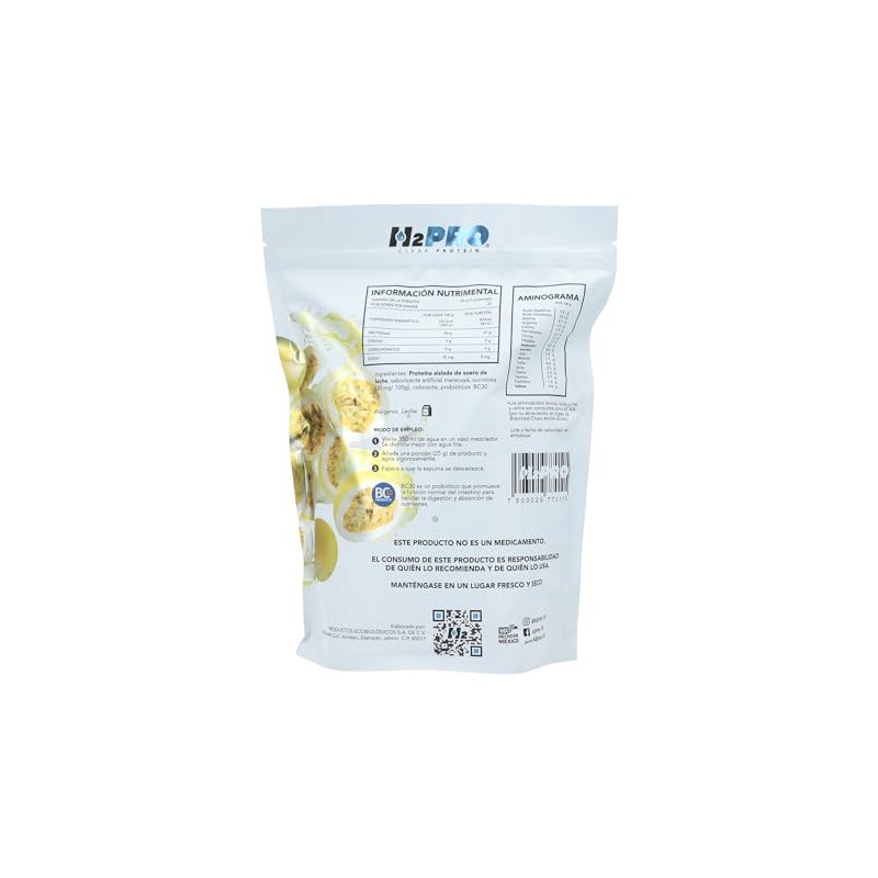Suplemento Alimenticio H2PRO Clear Protein con Probioticos (500 gr, Maracuya)