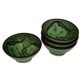 Ceramic Appetizer Bowls Handmade Moroccan Serving Set of 4 Exquisite Pieces With Vivid Colors